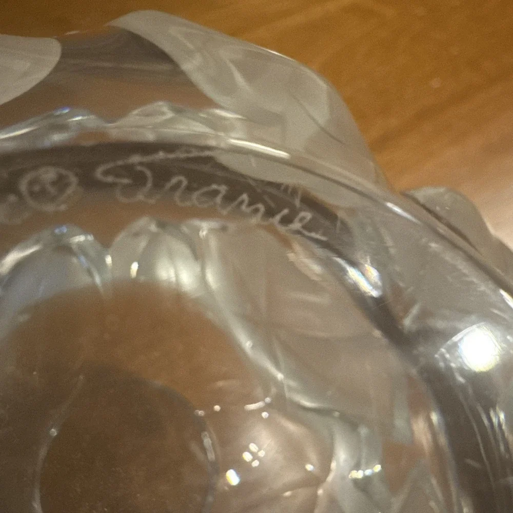 Lalique Crysal Hedera Vase With Moulded Ivy Leaves Decoration @1976 EUC